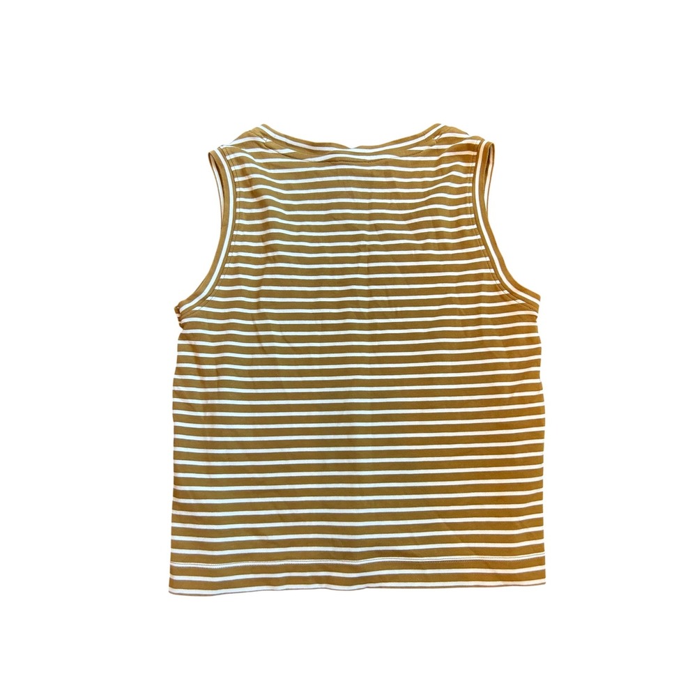 Spanx Mustard White Striped Scoop Neck Tank Top 100% Cotton Womens Size Small - Picture 4 of 9